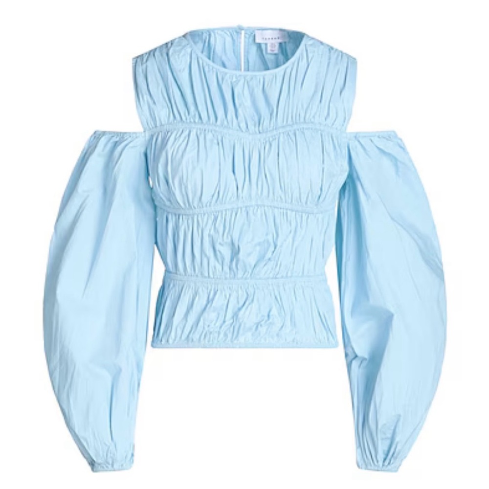 Topshop Long Sleeve Off The Shoulder Poplin Cold Shoulder Blouse
